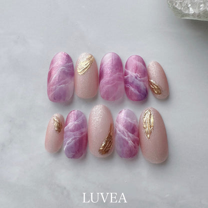 Amélie アメリ ピンクパープル 天然石 ニュアンス ネイルチップ マグネットネイル