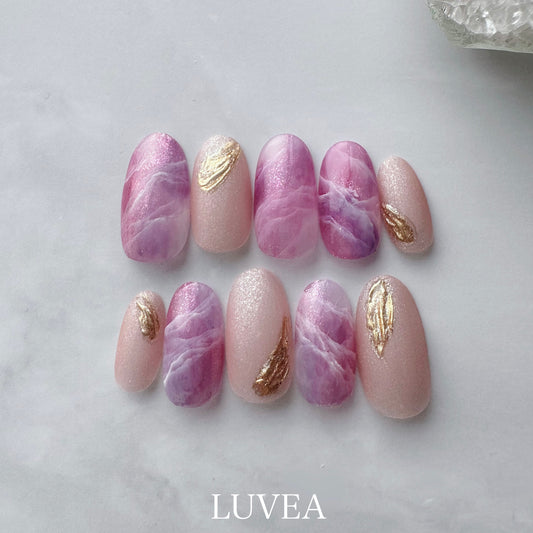 Amélie アメリ ピンクパープル 天然石 ニュアンス ネイルチップ マグネットネイル