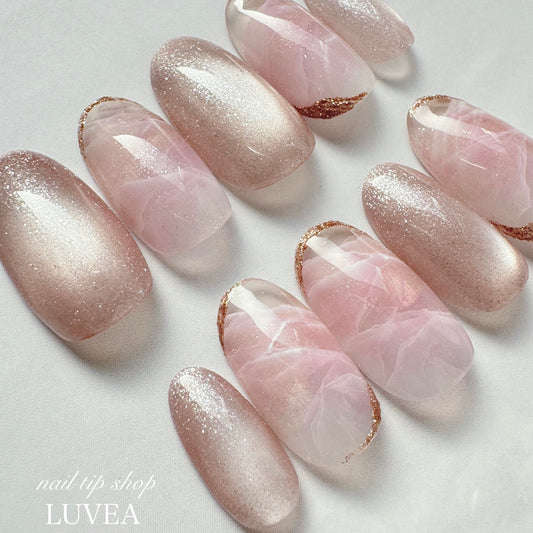 Rose ローズクォーツ ネイルチップ 春ネイル 天然石