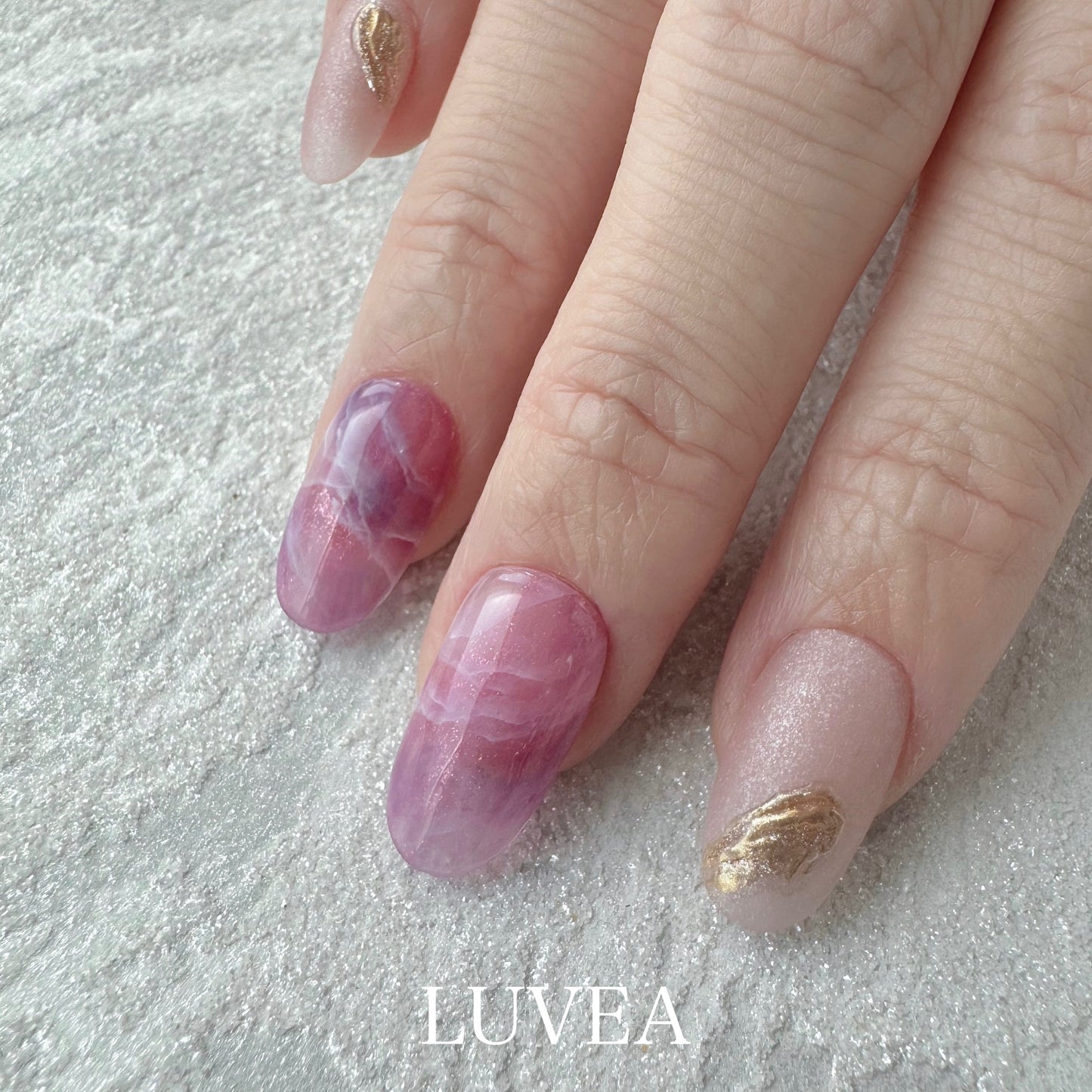 Amélie アメリ ピンクパープル 天然石 ニュアンス ネイルチップ マグネットネイル