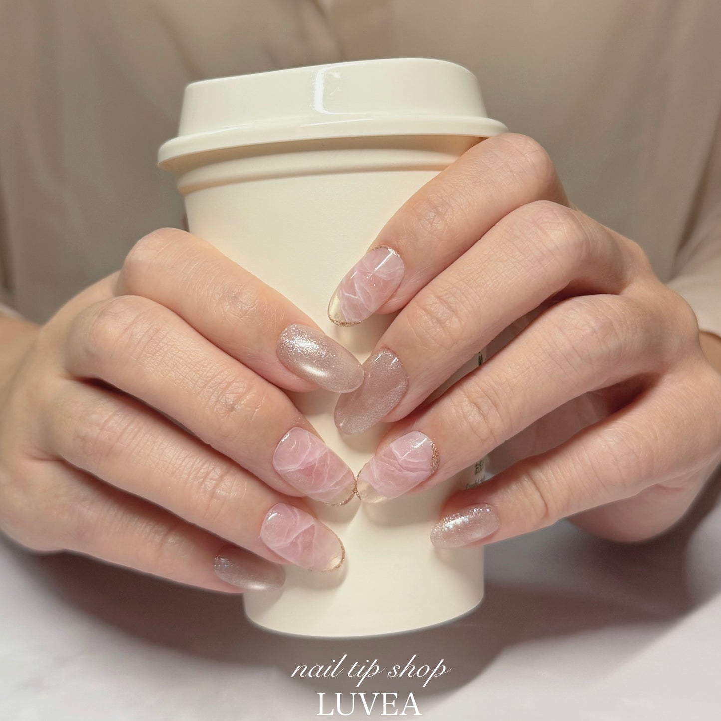 Rose ローズクォーツ ネイルチップ 春ネイル 天然石