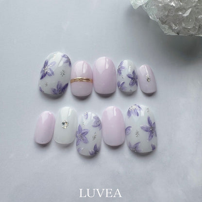 Petal ペタル フラワーネイル お花 ネイルチップ ラベンダー 紫 パープル