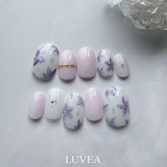 Petal ペタル フラワーネイル お花 ネイルチップ ラベンダー 紫 パープル
