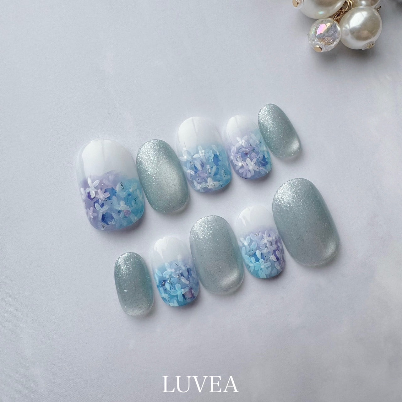 Rainy Jewel レイニージュエル 紫陽花 フラワー アジサイネイル ネイルチップ